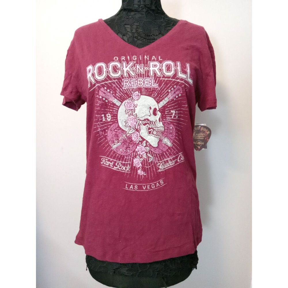 Hard Rock Cafe Maroon Rock N Roll Rebel Guitar Co. T-shirt Size Xl